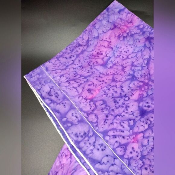Vintage  💯 Silk Scarf Rolled Hem Tie Dye - Picture 11 of 14